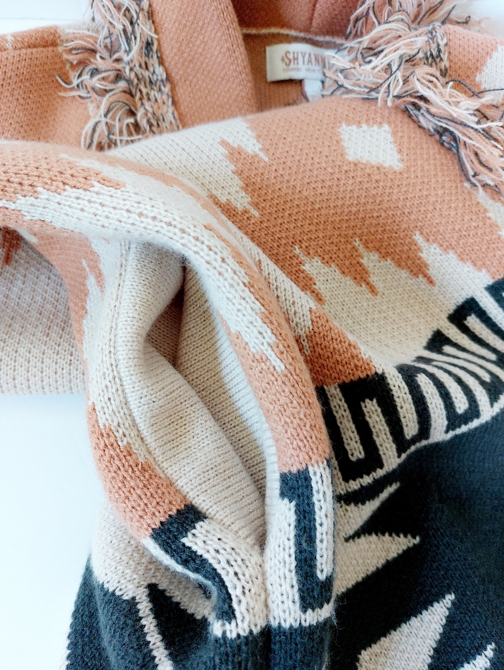 Southwestern Style Blanket Cardigan Sweater Fringe Small Shyanne‎ Country - Picture 4 of 8